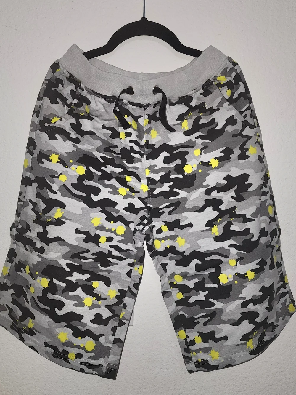 Fashion Nova Grey Camo Hoodie with Yellow Splatter